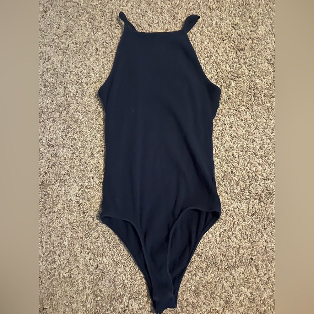 Navy/Dark Blue Sleeveless Spaghetti Strap Bodysuit